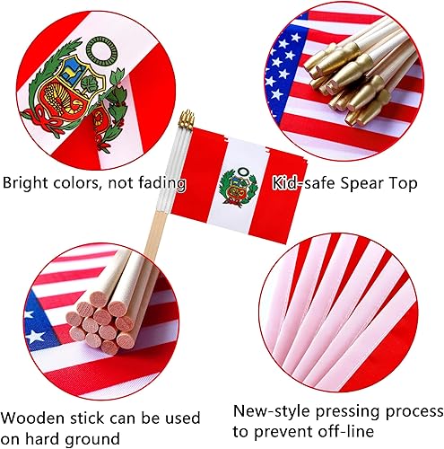 Miniatura 4 de TSMD Mini banderas de mano con bandera peruana, 5 x 8 pulgadas, paquete de 12