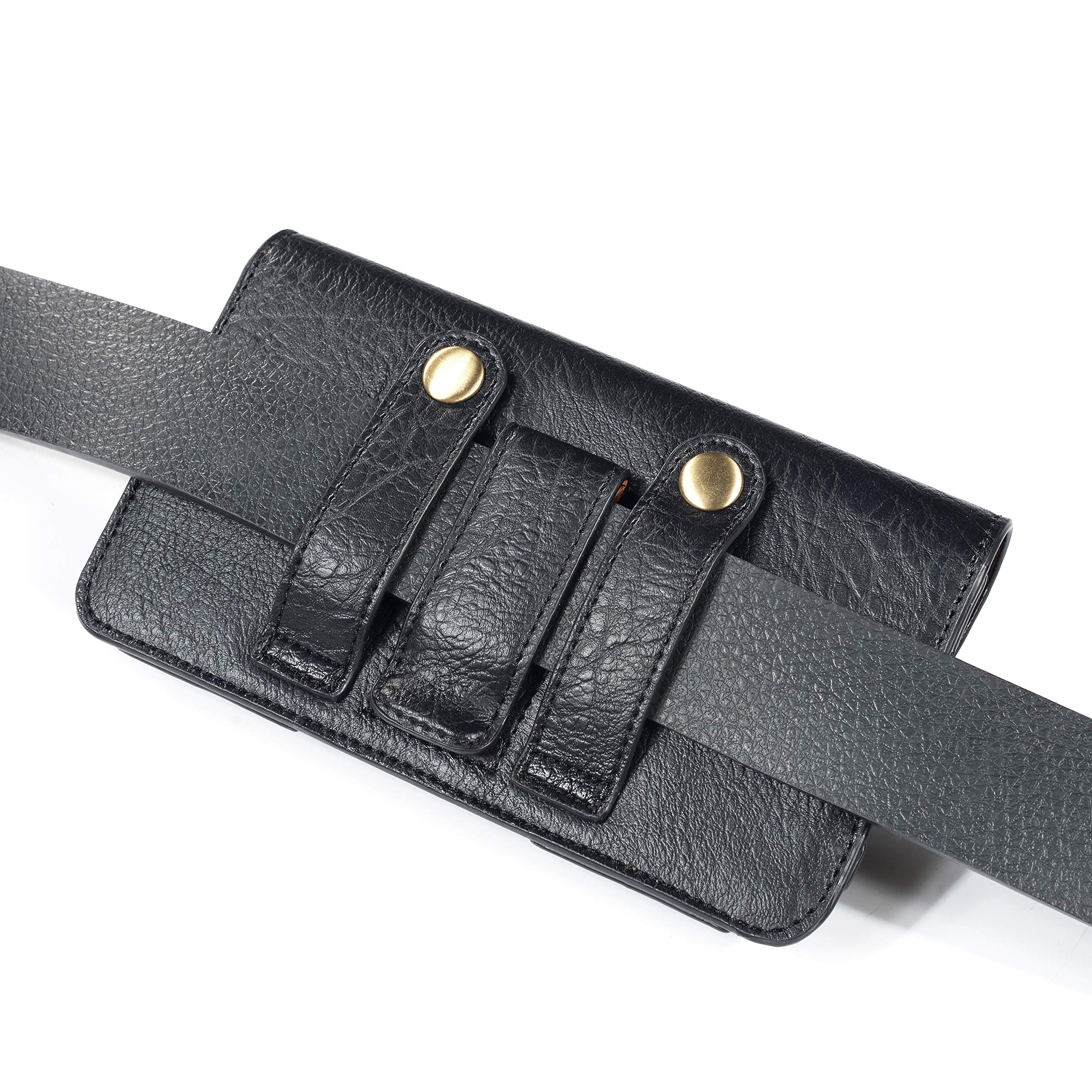 Étui Cuir Horizontal Pour IPhone X (2017) – Avec Boucle Ceinture, Noir, DFVmobile