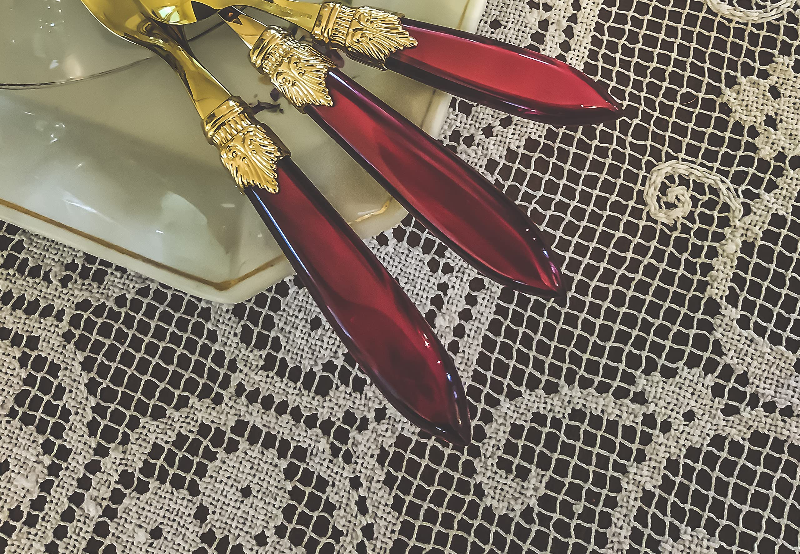 Rivadossi Laura Oro Bordeaux - Set di Pala e Coltello per Torta, 2 Pezzi - 100% Made in Italy, Artigianalità e Design - Acciaio Inox 18/10