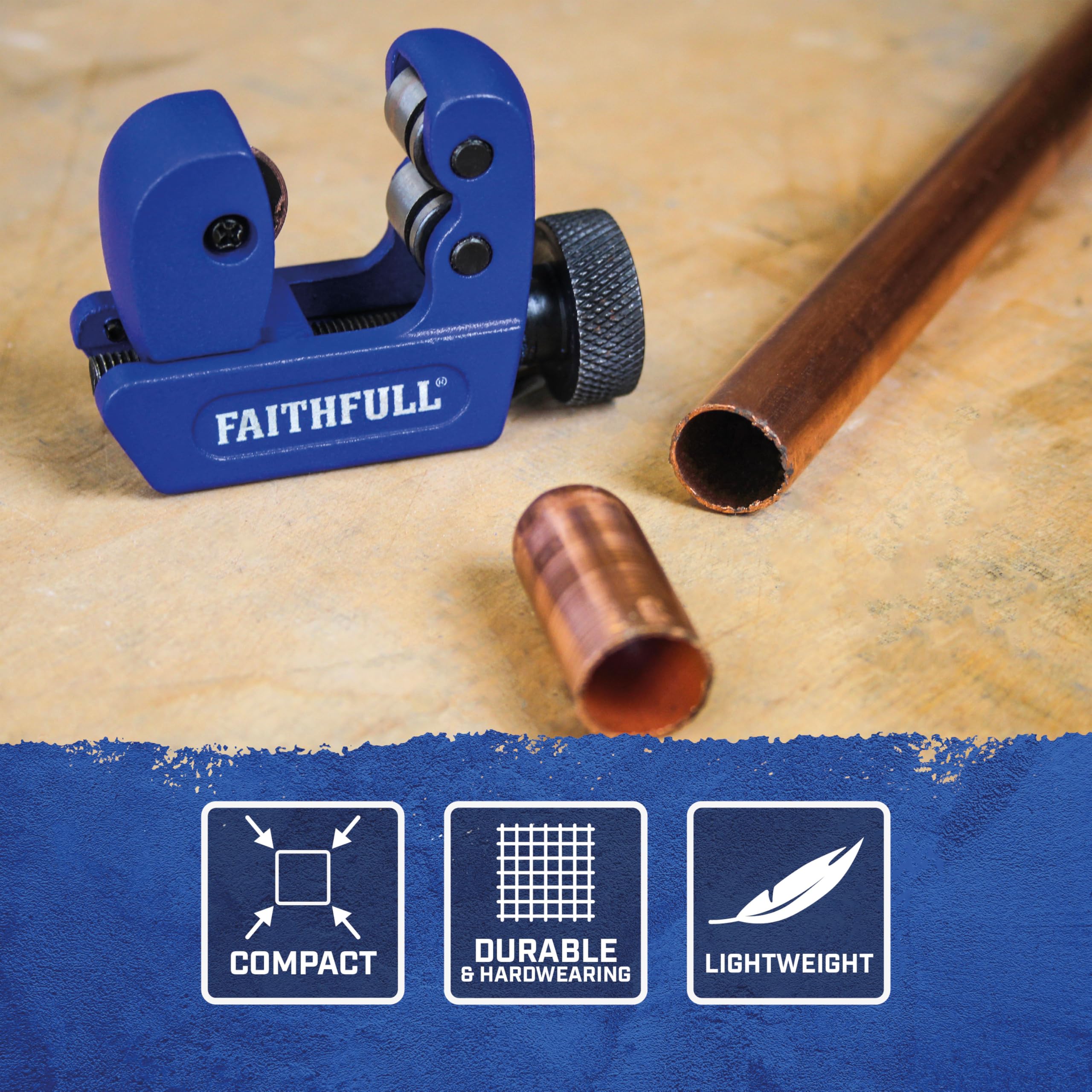 Faithfull Coupe-tube en métal 3-30 mm - Outil de coupe réglable avec roue tranchante pour tubes en cuivre, laiton, aluminium et acier fin