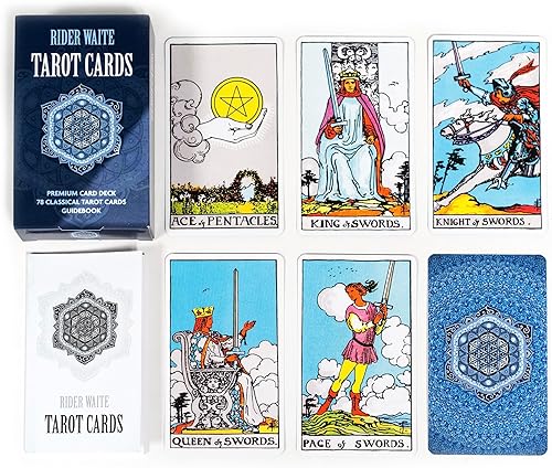 Miniatura 6 de Juego de cartas de tarot clásicas, baraja de tarot original de 78 cartas con libro guía, baraja para principiantes y de aprendizaje, cartón