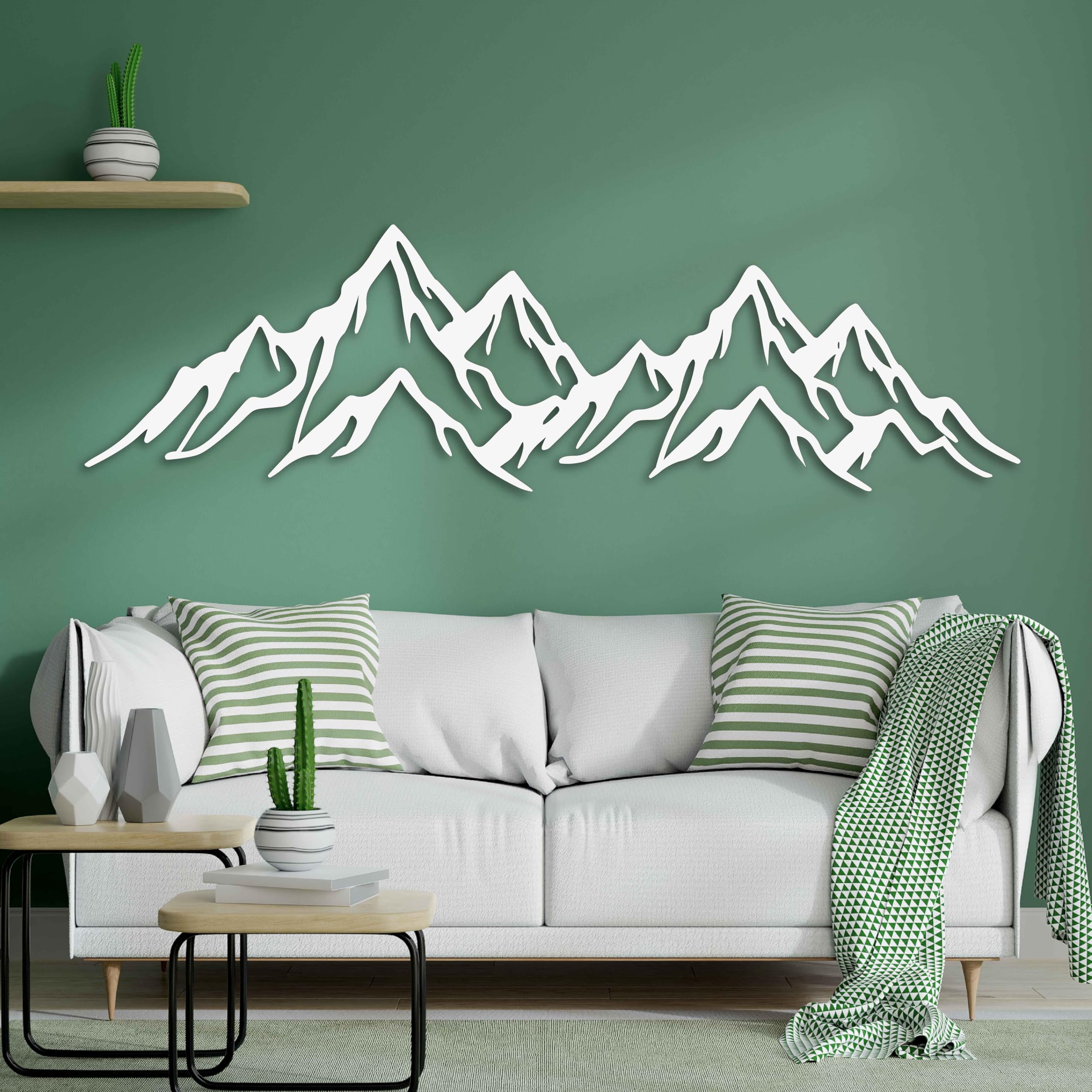 KAWA METALWORKS Arte de pared de metal de montaña extragrande, decoración de pared de metal de colinas, escultura de pared de metal horizontal, decoración de pared grande sobre la cama, decoración