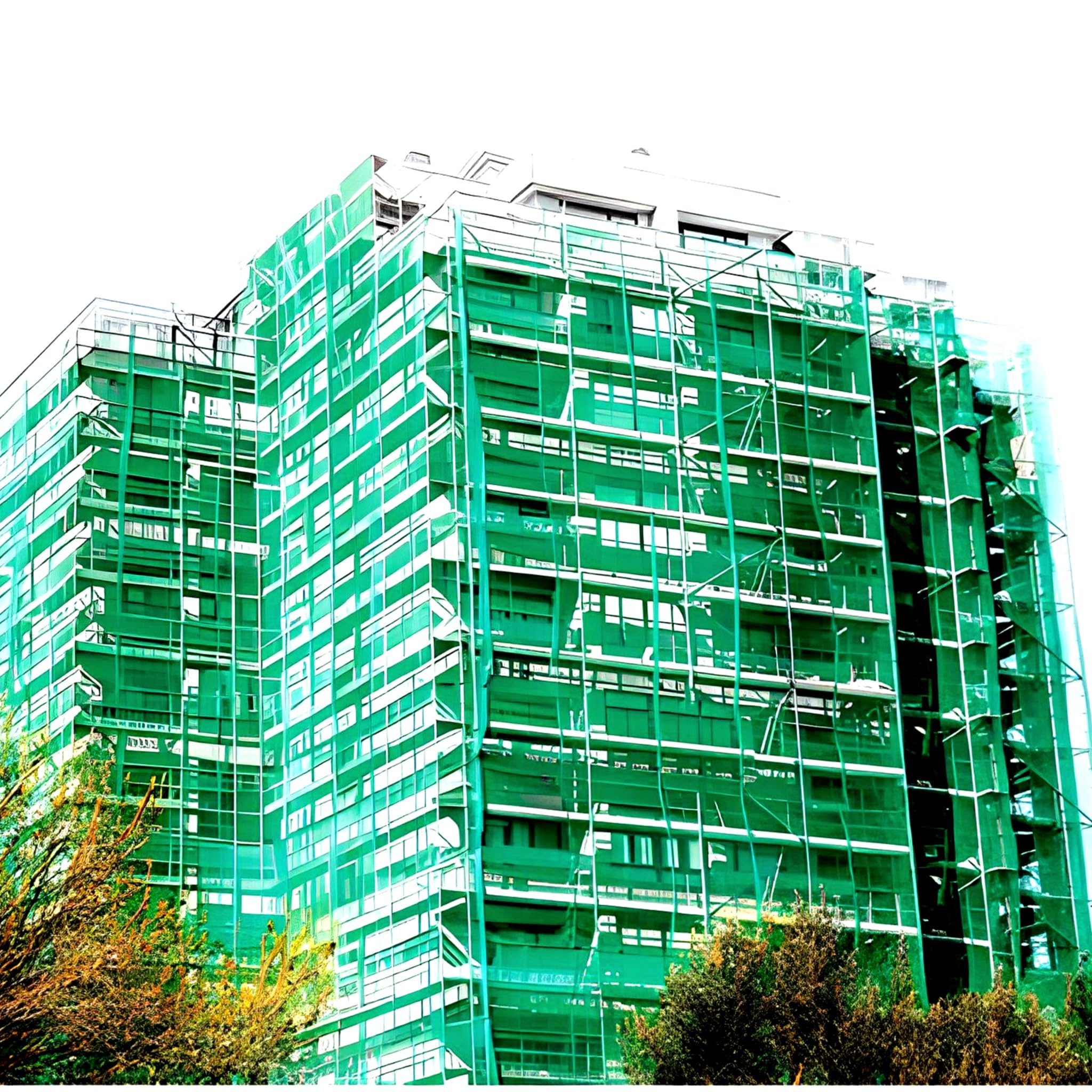 Malla de protección de fachadas en obras para evitar caída de escombros de balcones y andamios – Polietileno tejido Alta densidad 60 g/m2-Otros Usos en jardín y agricultura (Verde - 3 x 20 metros)