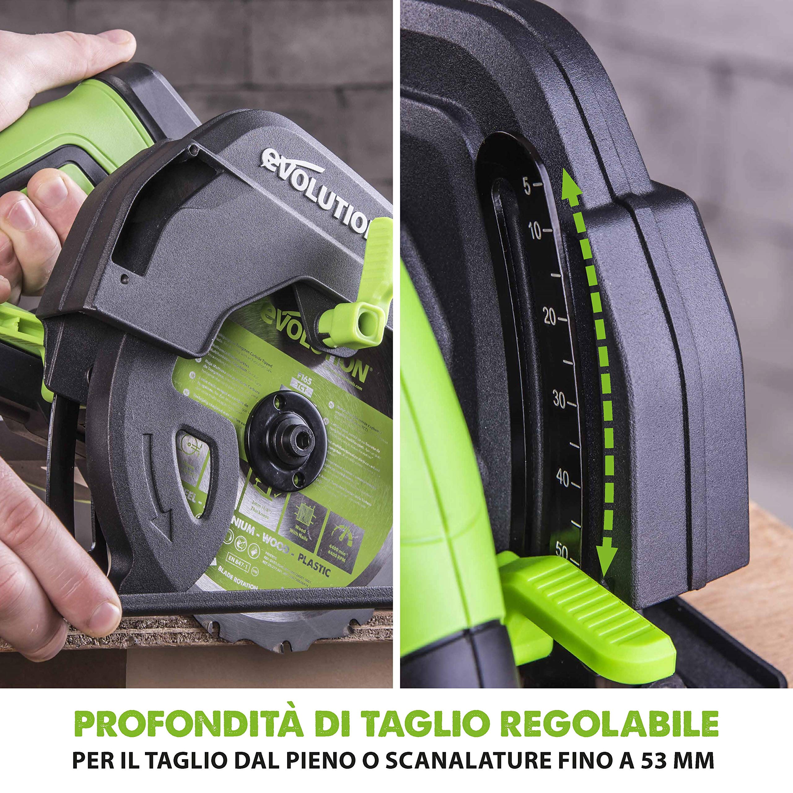 Evolution Power Tools 026-0008 F165CCSL-Sega Circolare Multiuso, 230 V, 165 Mm