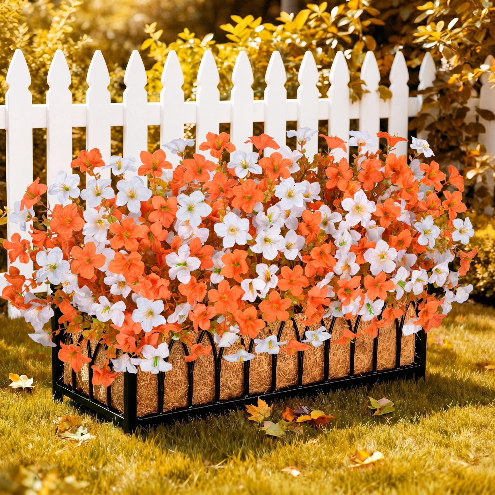 12 Bundles Artificial Flowers for Outdoors Fake Plants Outside Decoration
