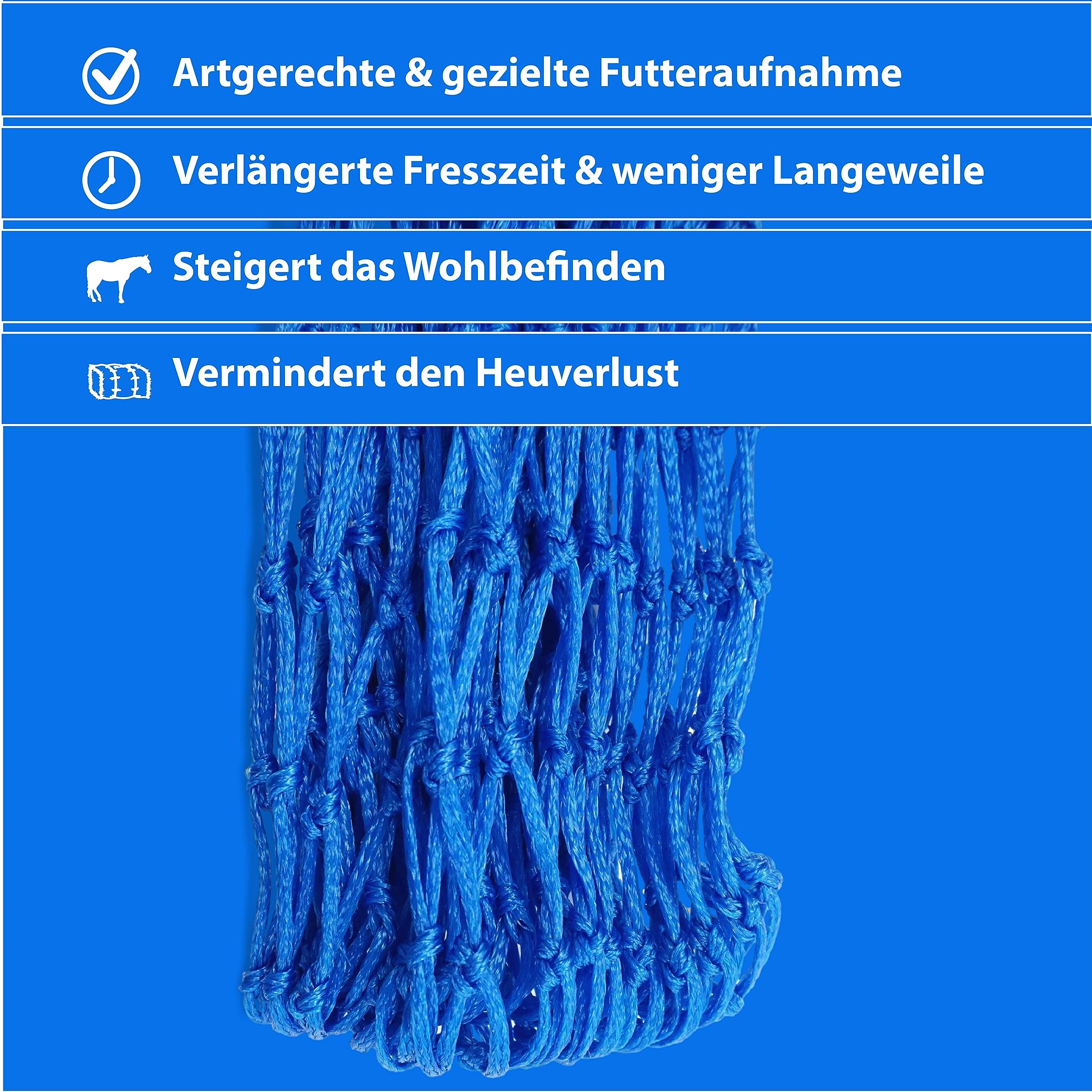 Pferdelinis Extra Large Hay Net for Horses - 5 cm x 5 cm Mesh - Species-Appropriate Feeding - Improved Digestion - 4 count - 1.133 kg - Image 4