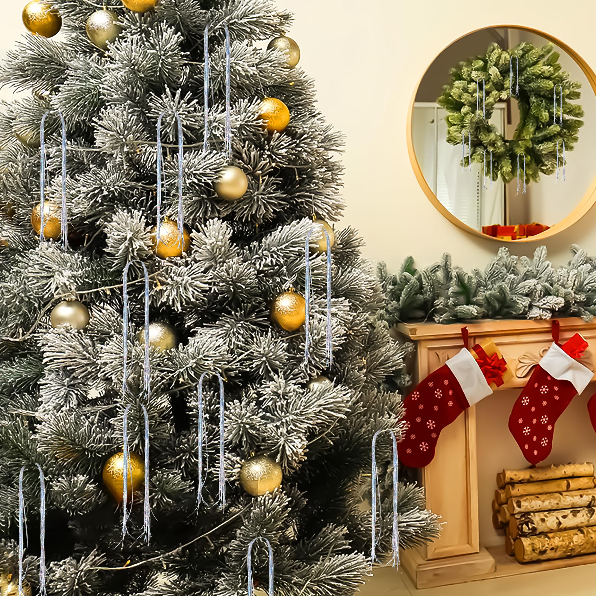 Lot De 5000 Guirlandes Stalactites Argentées (50 Cm) - Décoration Brillante Pour Sapin De Noël, Mariage, Fêtes - PVC Haute Qualité - 14