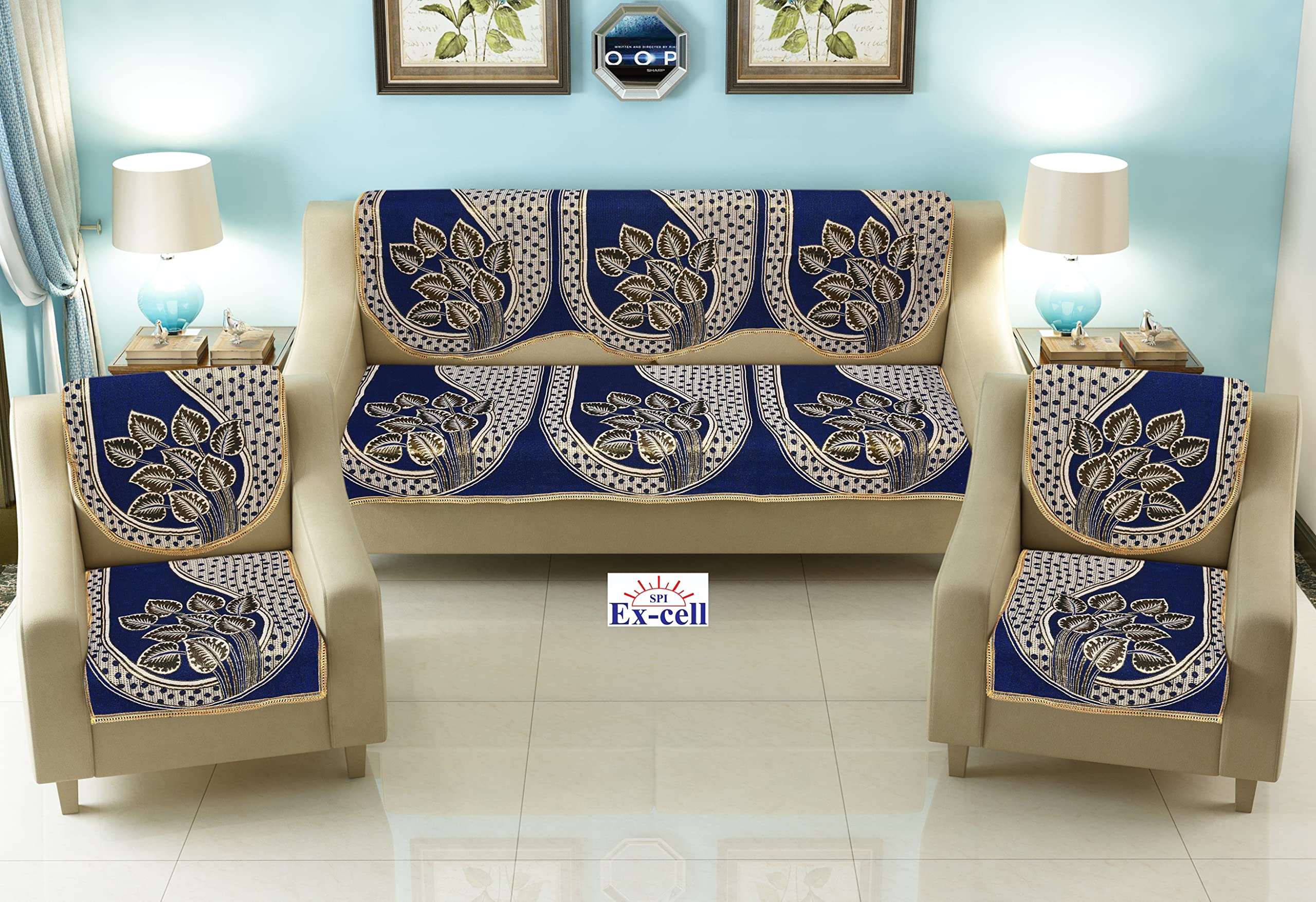 SPIEx-cell Excell loomtex Presents SK_34 Patti Print Sofa Cover of Exclusive Royal Look Velvet Sofa Cover Set of Heavy Fabric 500 TC Floral Design 5 Seater Sofa Cover -|| Set of 6 Piece || (B09P677RY7) Amazon Price History, Amazon Price Tracker