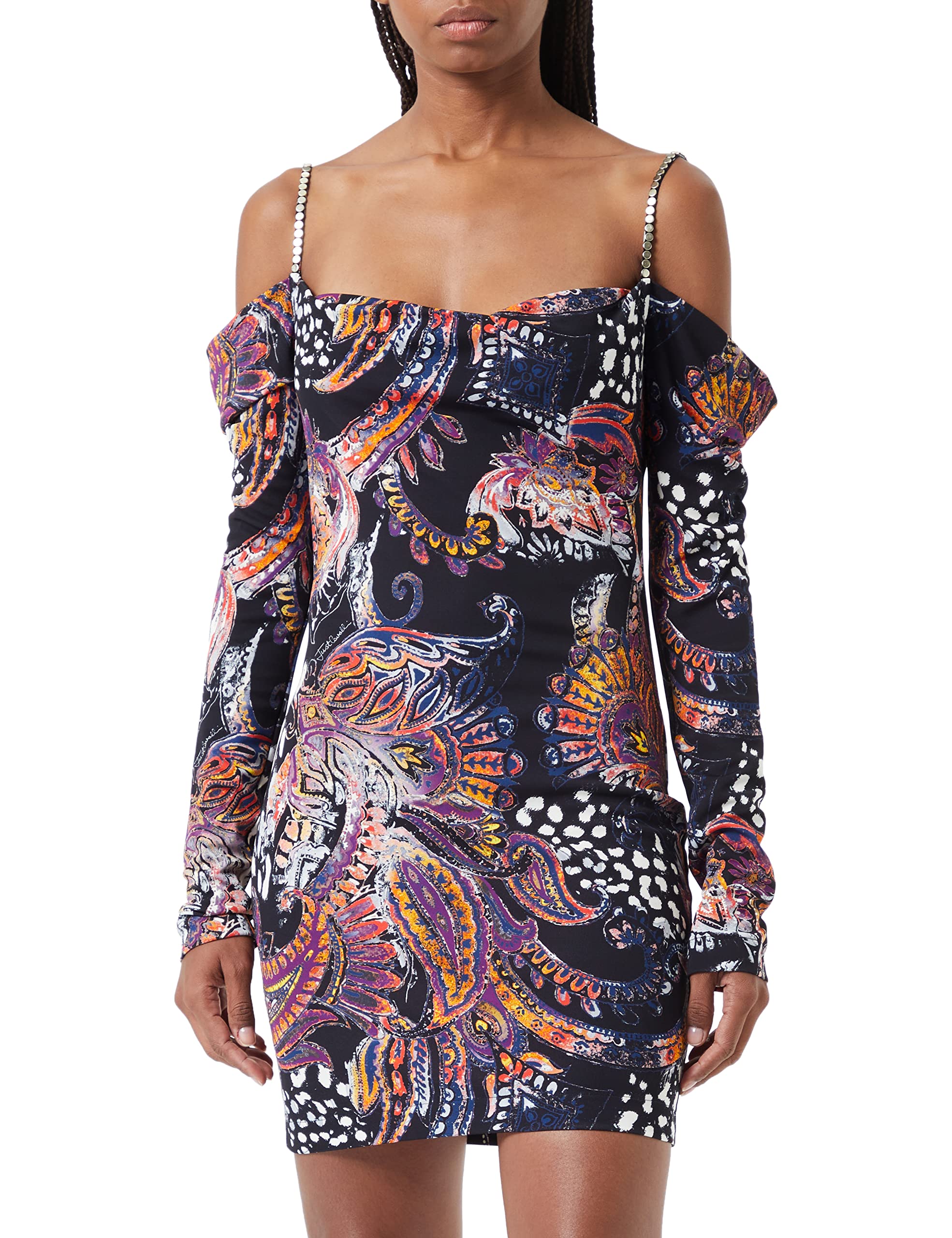 Just Cavalli Sukienka damska, 860s Black + Mix Color, 36