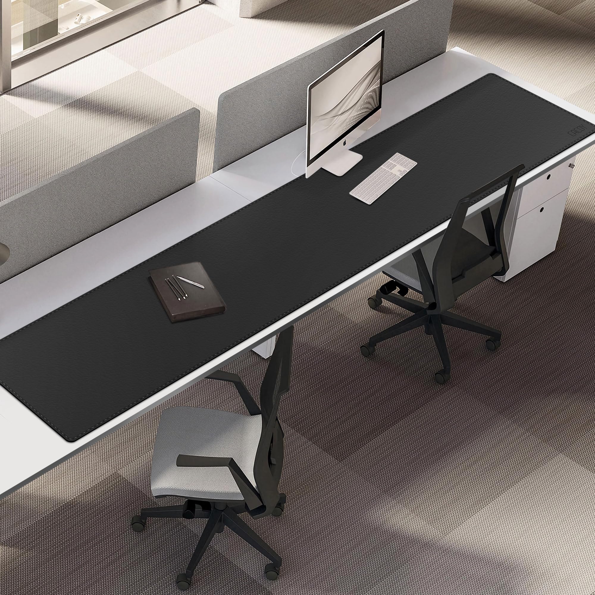 Cacoy 200x40 cm Pad per Scrivania Multifunzionale in Pelle PU, Tappetino per Mouse da Gaming Grande, Impermeabile Sottomano Scrivania per Ufficio e Casa (Nero)