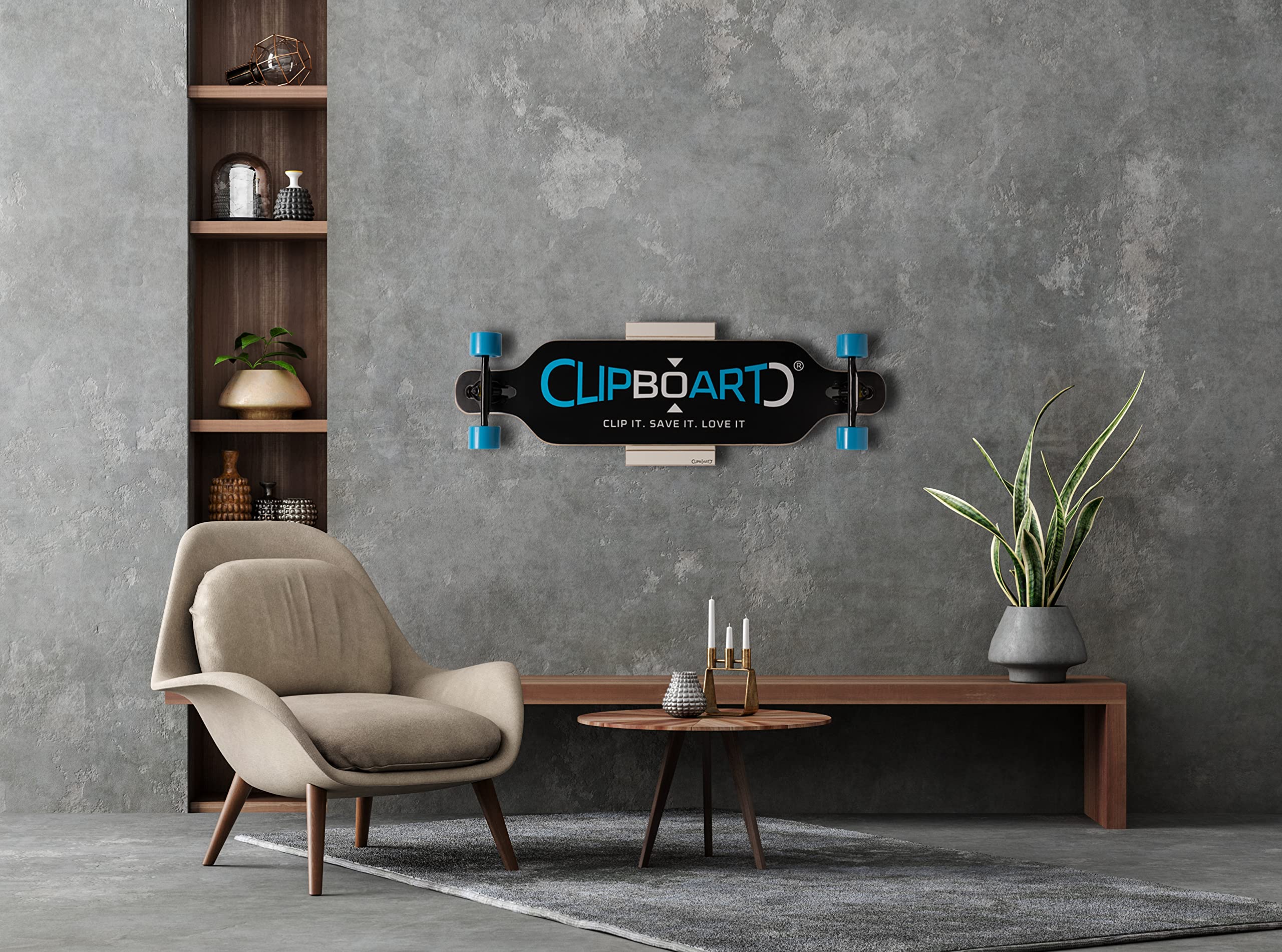 Standard Wandhalterung - Halterung - Snowboard - Wakeboard - Kiteboard - Balanceboard - Wakeskate - Longboard - 360° Wandbefestigung (Multiplex Weiß Beschichtet)