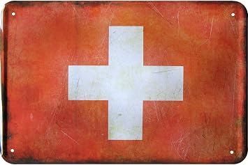 Switzerland Flag Tin Sign Vintage Style