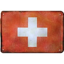 Switzerland Flag Tin Sign Vintage Style