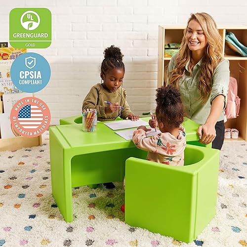 Miniatura 7 de ECR4Kids Tri-Me - Juego de mesa y sillas cubo, muebles multiusos, color aguamarina, 3 piezas