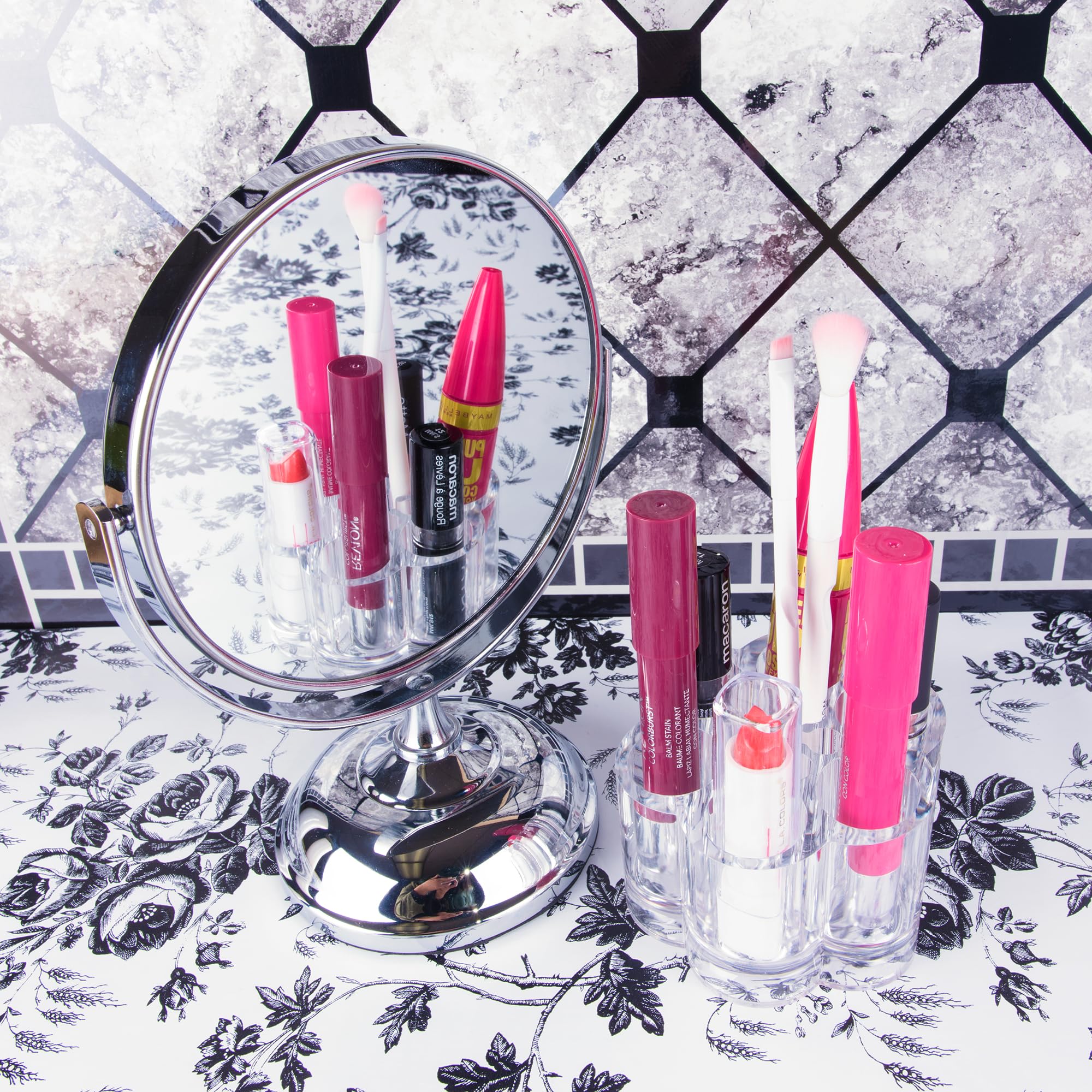 Brocha de uñas de acrílico transparente para cosméticos y maquillaje, soporte compacto con 12 espacios de ranura organizadora 7