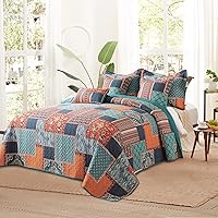 Vista 63 de VAPUTAR Juego de ropa de cama tamaño Queen – 3 piezas, edredón bohemio, colcha reversible ligera para dormitorio de granja (floral)