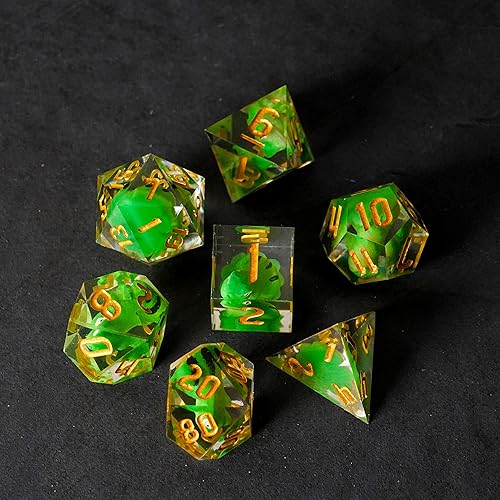 Miniatura 8 de FanRoll - Juego de dados DND de resina de borde afilado: dados de rana, dados de juego de rol para Calabozos y Dragones