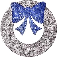 Vista 22 de Best Choice Products Corona de Navidad preiluminada de 60 pulgadas para exteriores, decoración navideña de metal LED para el hogar, jardín con 206