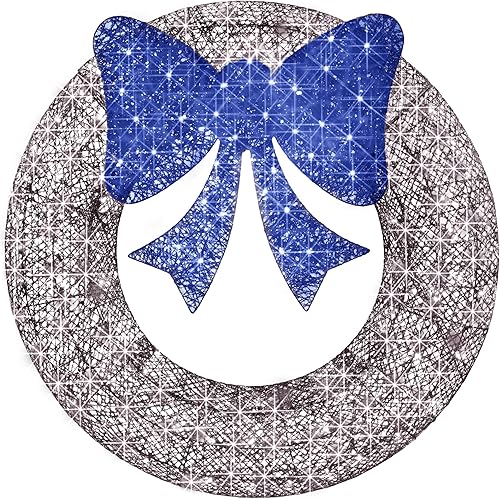 Miniatura 97 de Best Choice Products 48in Pre-Lit Outdoor Christmas Wreath Decoration, LED Metal Holiday Decor for Home w/ 140 Lights, Bow - Green/Red