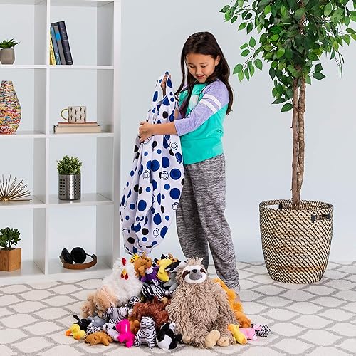 Miniatura 5 de Posh Stuffable - Sillón puff con almacenamiento para niños, contenedor de animales de peluche, organizador de juguetes de niños Lienzo Burbujas Azul