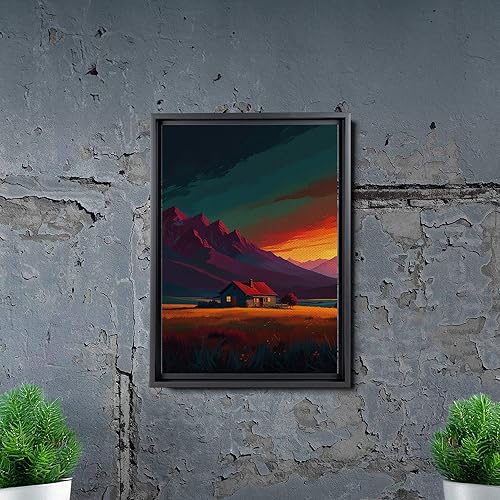 Miniatura 5 de Canvas Print Farmhouse On The Prairie Rustic Farmhouse Wall Art Framed Canvas Print Synthwave Rustic Mashup Art Watercolor print Decor Canvas, Wall