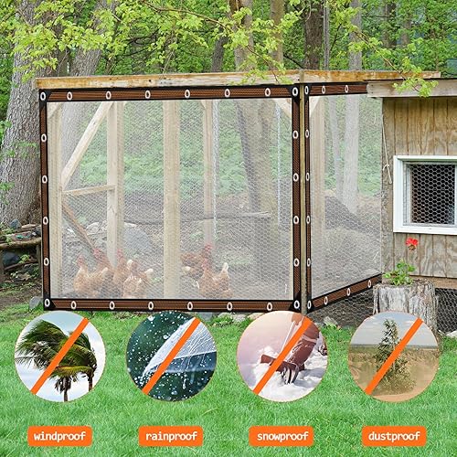 Miniatura 5 de Lonas transparentes impermeables de 8 x 10 pies, cubierta resistente a la lluvia para jardín, lona de vinilo transparente con ojales, lona