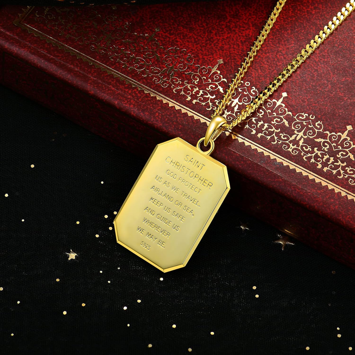 FJ St Christopher Necklace 925 Sterling Silver Religious Protection Pendant for Men Women - Image 5