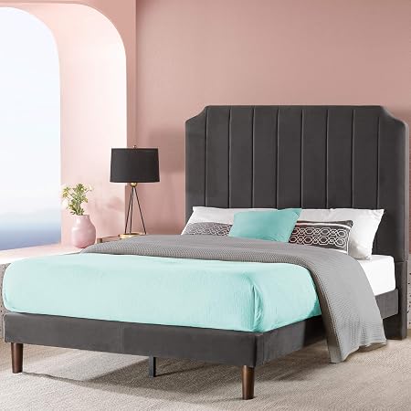 Amazon Com Zinus Charlotte Upholstered Platform Bed Frame Mattress Foundation Wood Slat Support No Box Spring Needed Easy Assembly Queen Furniture Decor