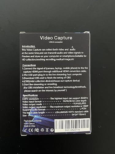 Miniatura 9 de Tarjeta de captura de video, tarjeta de captura 4K HDMI a USB 3.0, tarjeta de captura de audio y video 1080P 60FPS para enseñanza, transmisión,