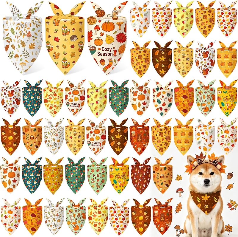 Bandanas para Cães Abbylike com Estampas de Outono em Poliéster, 50 Unidades