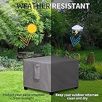 Vista 4 de Easy-Going Funda otomana cuadrada para patio, funda otomana impermeable para exteriores, resistente a la decoloración, fundas duraderas para muebles