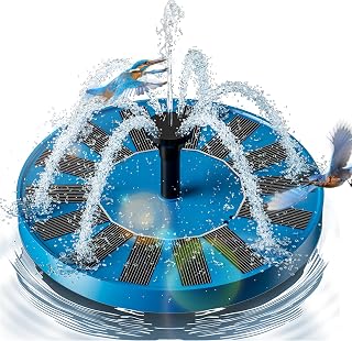 2.5W Upgraded Solar Bird Bath Fountains with 6 Nozzles (Blue)