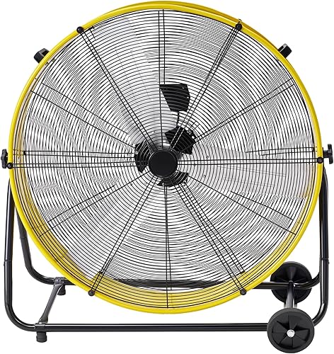 Albott Ventilador de piso industrial de 36 pulgadas, ventilador de tambor de alta velocidad con 3 velocidades, ventilador de taller de metal
