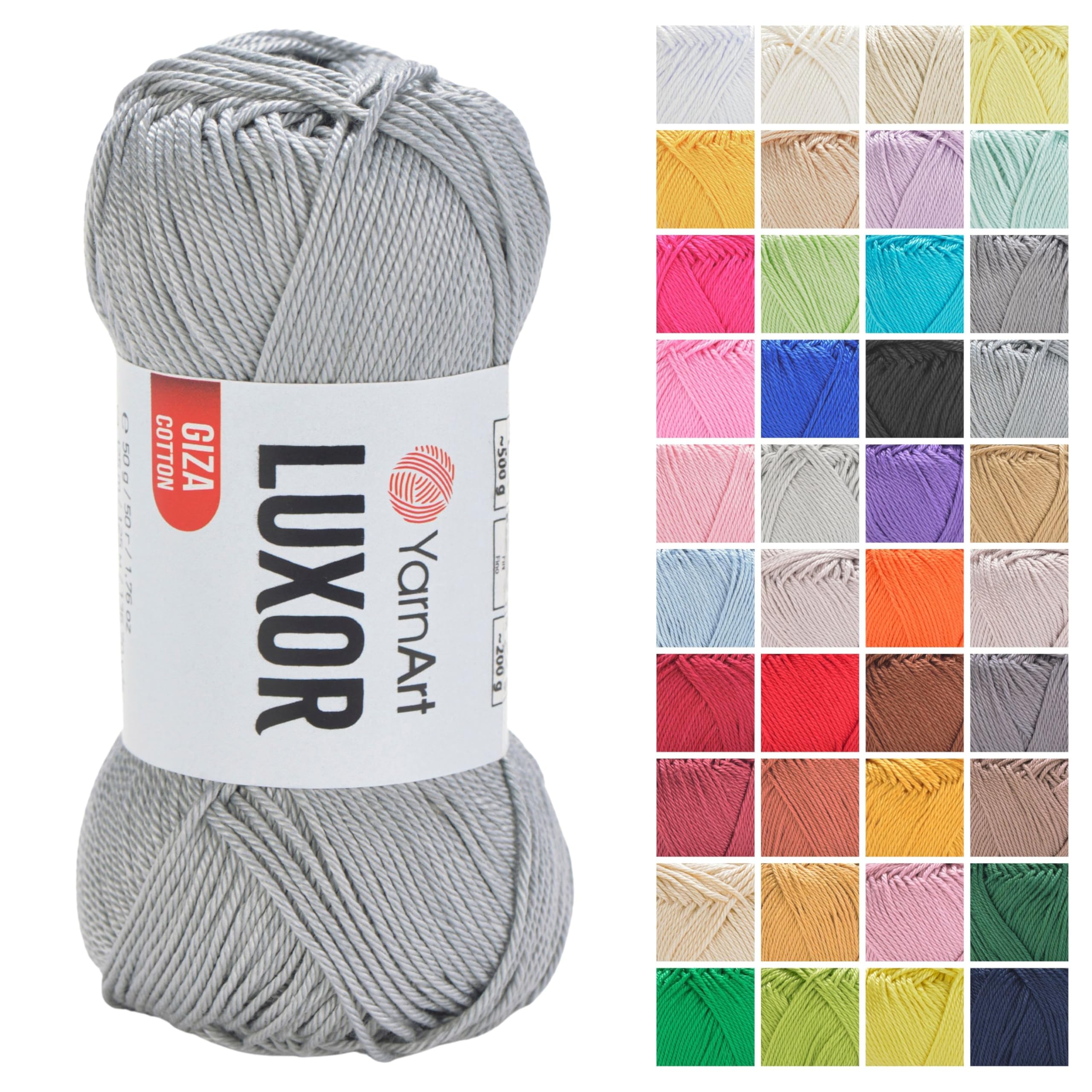 YarnArt Luxor Mercerized Cotton Yarn – 100% Giza Cotton, Smooth Texture, 50g (1.76 oz), 125m (136 yds), Lightweight Yarn for Summer Projects, Amigurumi, Baby Items, and Accessories (1217)