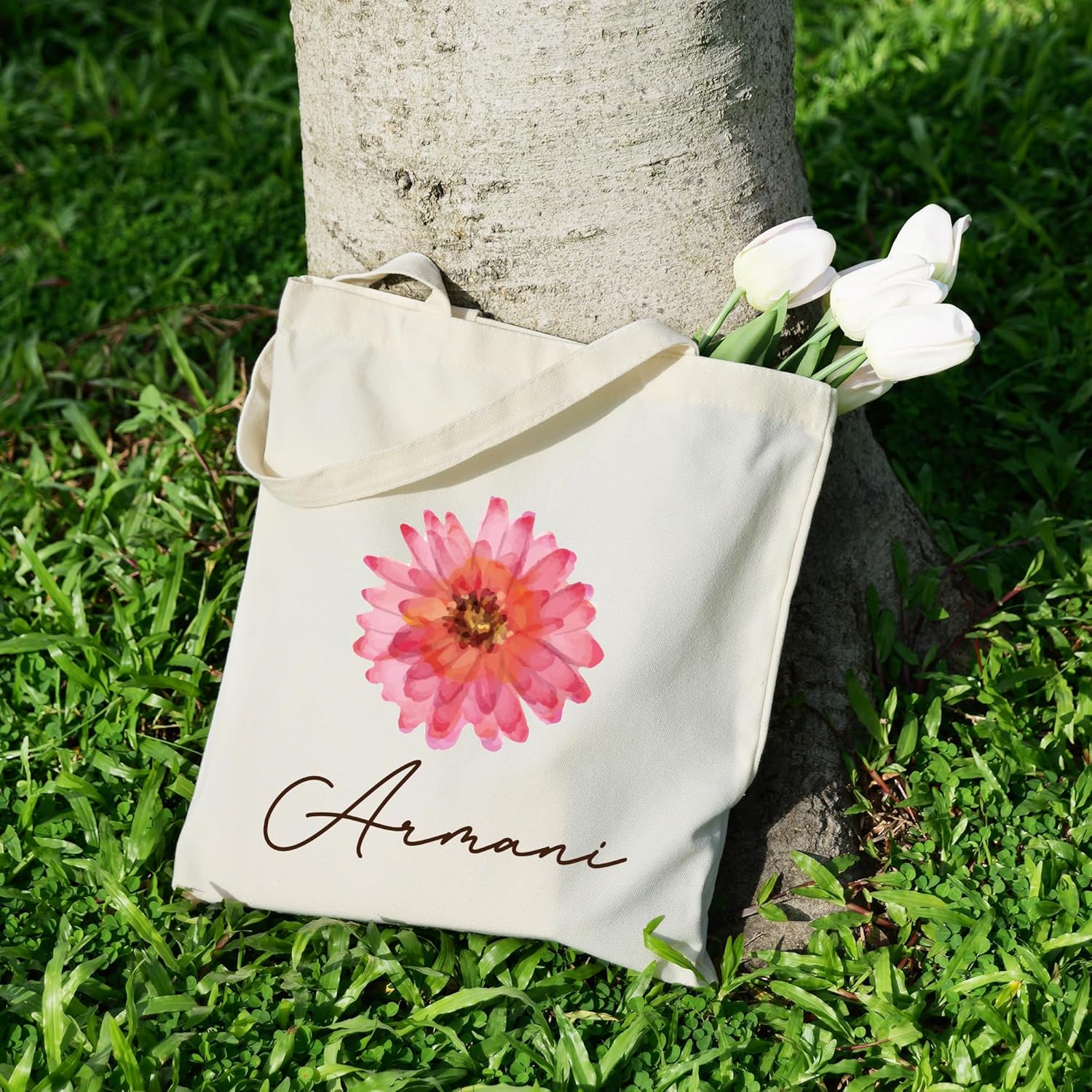 Custom Canvas Tote Bag with Initial and Name Personalized Tote Bag Gift for Women&Girls Bridesmaid Gifts - Image 3