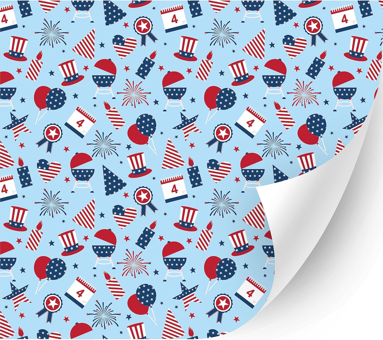 HTV4U American Theme Patterned Heat Transfer Vinyl (4th of July, 13.5" x 5 Yards) - Iron on Vinyl, Heat Press Transfer Paper, USA Graphic Design
