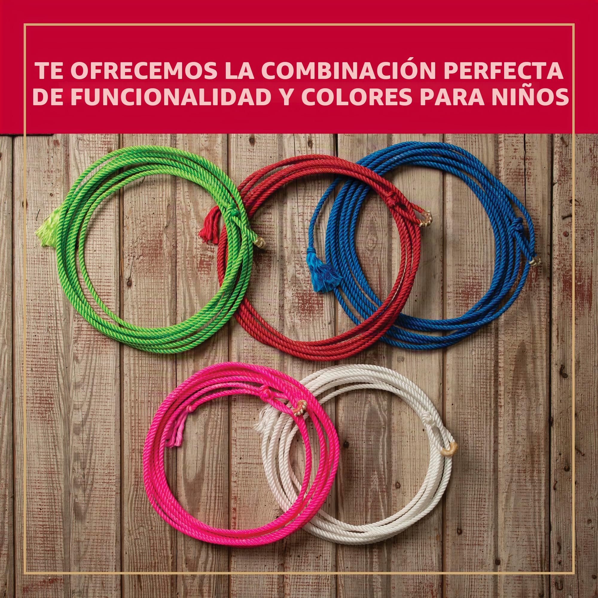 Weaver Equine - Cuerda de Nailon Encerado para niños, Cuerda de Vaquero Ligera para práctica, Cuerdas de Lazo Colorido para niños, 5/16 Pulgadas x 20 pies