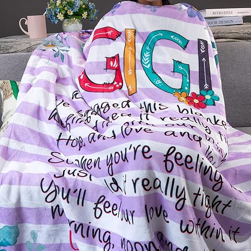 Miniatura 3 de Nazenti Manta de forro polar sherpa súper suave de 50 x 60 pulgadas, manta Gigi Loves Me, manta Gigi, regalos Gigi de nietos, manta Gigi regalos