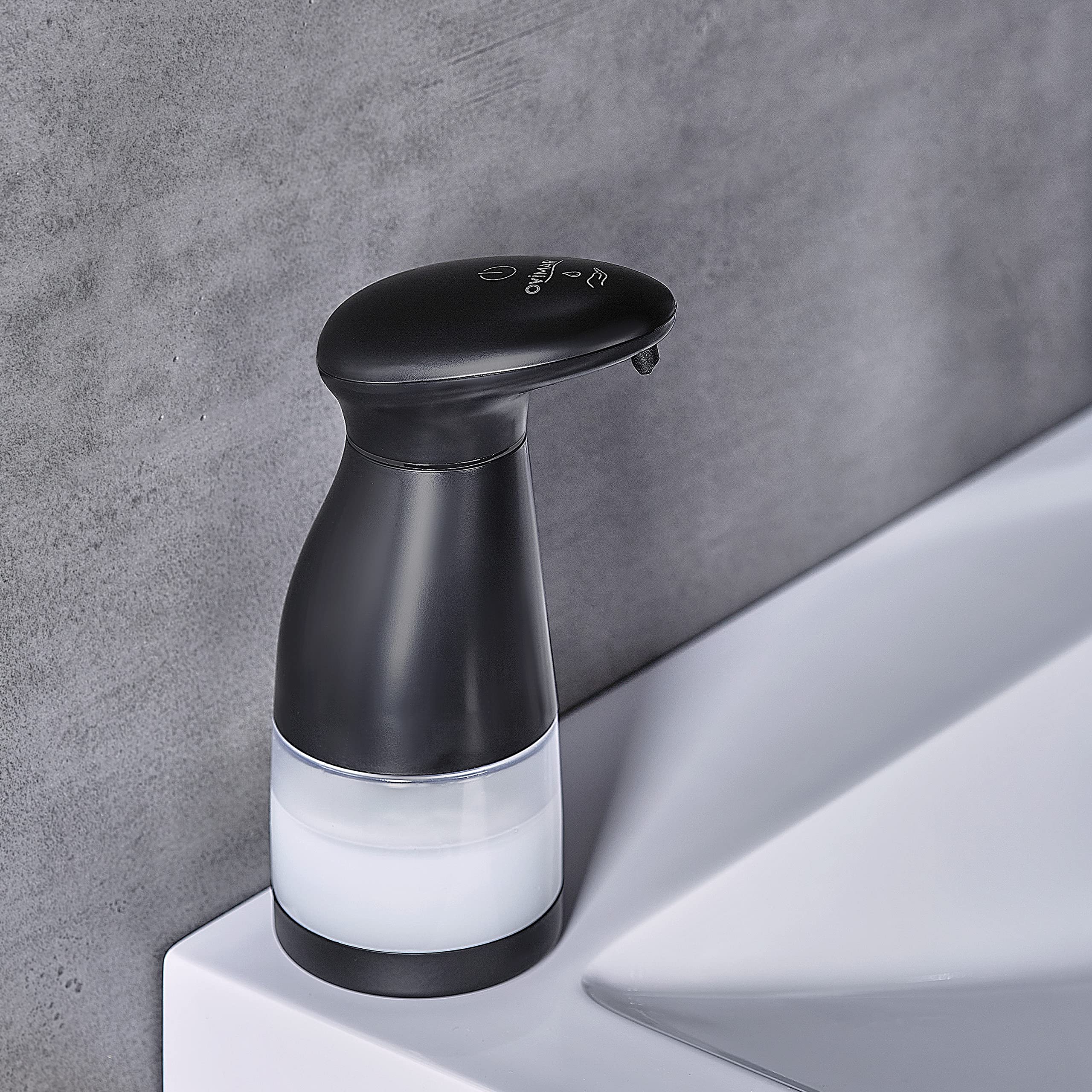 ovimar Sensor Seifenspender Froya | berührungslos Händewaschen | automatisch | schwarz | freistehend oder ohne Bohren wandmontiert Dank der mitgelieferten Wandhalterung