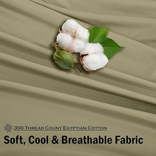 Miniatura 6 de ROYALE LINENS Juego de sábanas de 300 hilos de 100 % algodón peinado de fibras largas, 4 piezas, 1 sábana bajera, 1 encimera y 2 fundas de almohada,