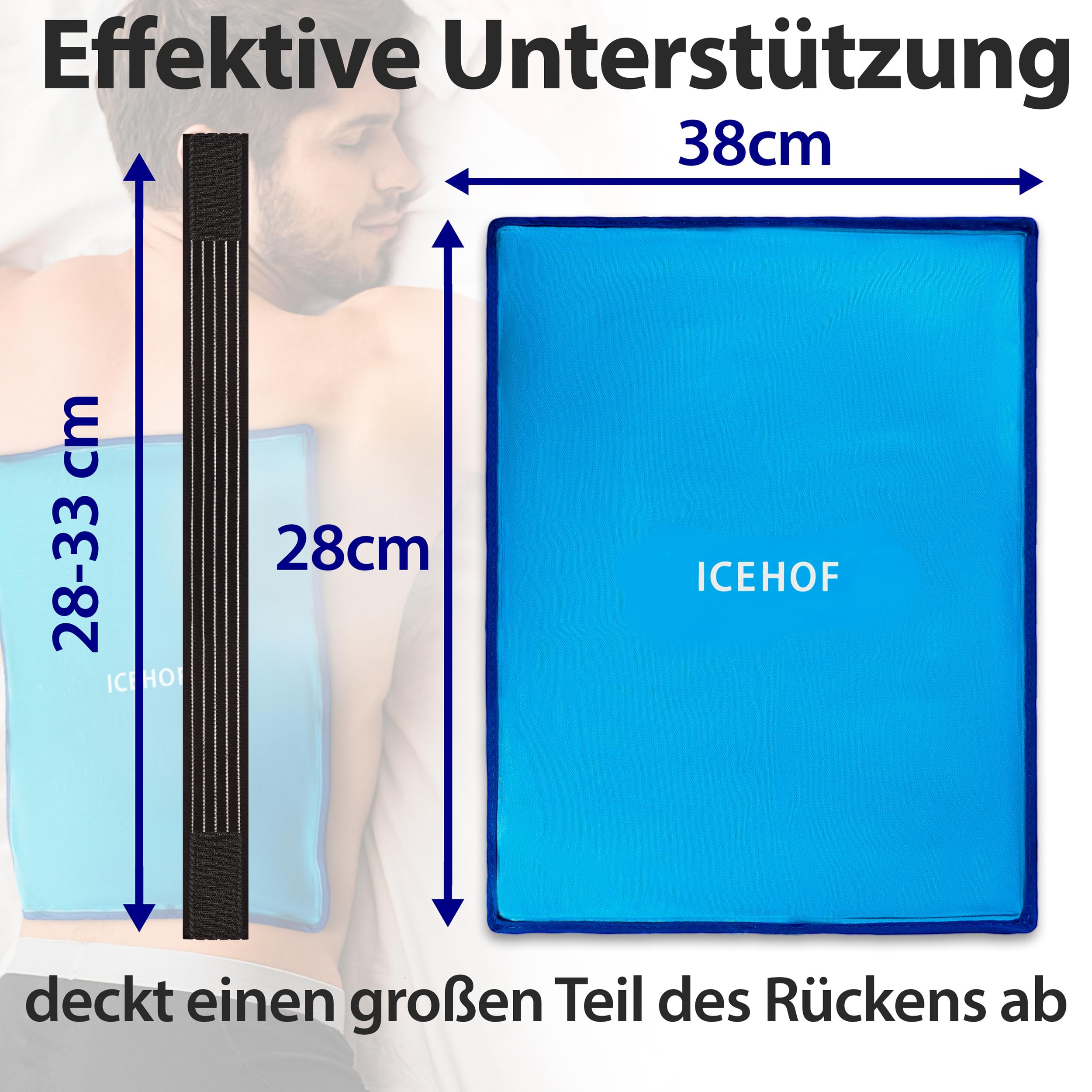 Icehof Coussinets rafraîchissants XXL en gel - Grand coussin de refroidissement - Pack de froid - Doux, moelleux - Pour glacière - 38 x 28 cm