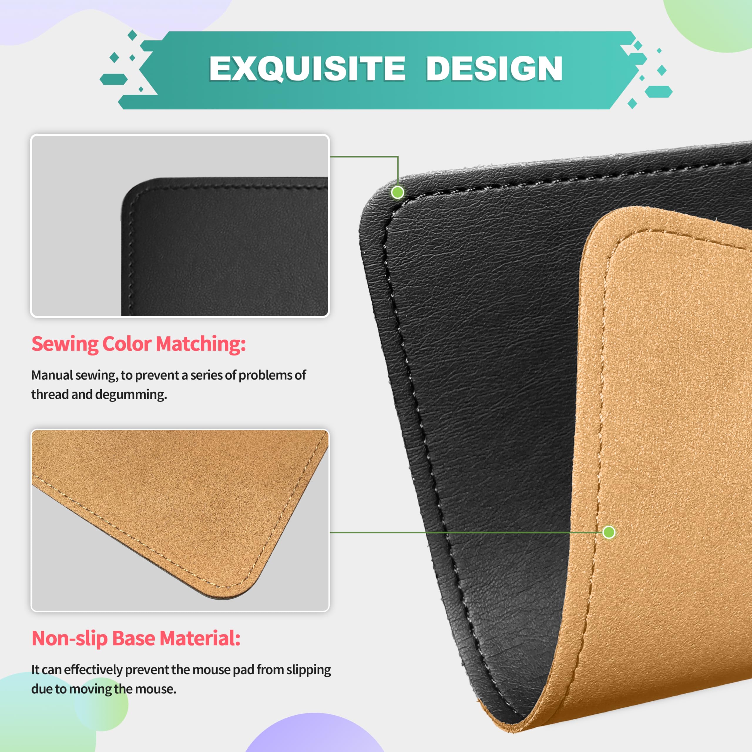 Amazon.co.jp: マウスパッド、PUマウスパッド、ステッチエッジマイクロ
