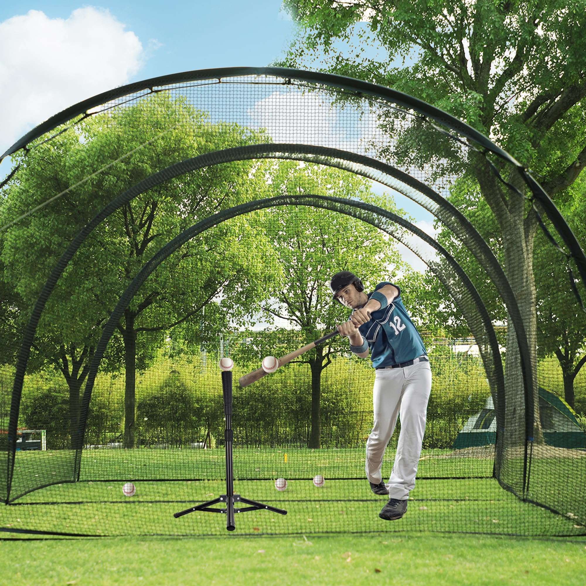 ORIENTOOLS Baseball Schlagkäfig Netz, 6 m Baseball Trainingskäfignetz aus Polyester, Baseball, Softball für Outdoor Training