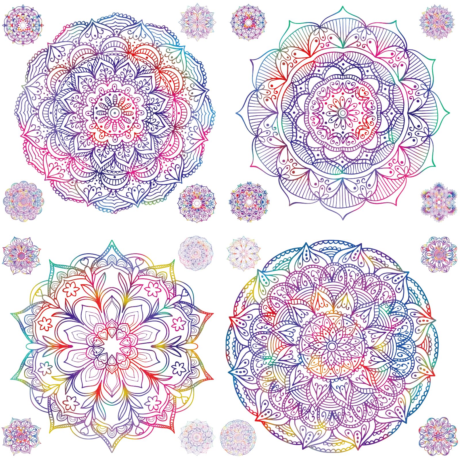 PLIGREAT 2 Sheets Purple Mandala Wall Decal Removable Vinyl Wall Sticker for Bedroom Living Room Yoga Studio Background Wall Mural Decor DIY Creative Art Bohemian Home Indoor Decorative - Image 3