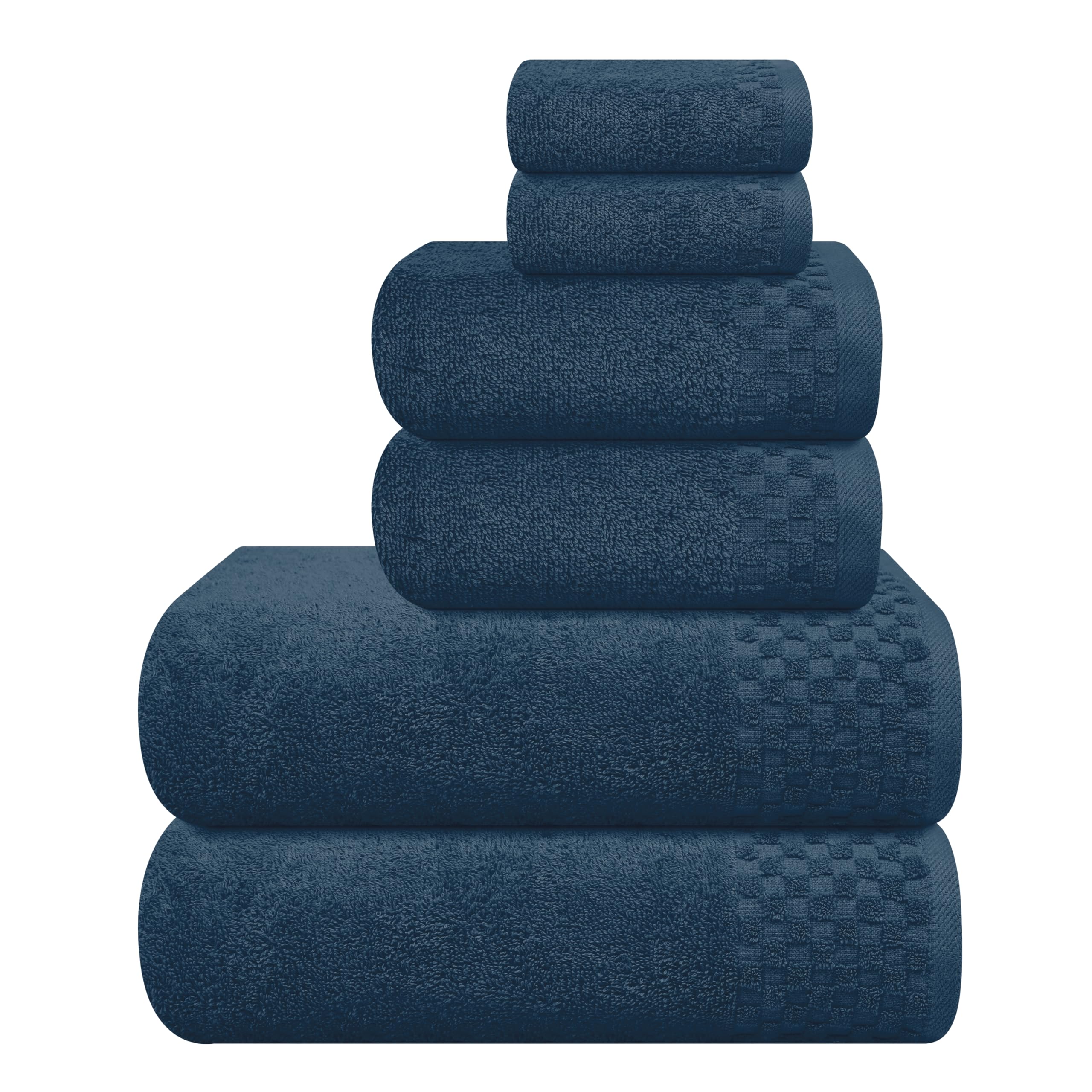 Ultra Soft 6 Pack Cotton Towel Set, Includes 2 Oversized Bath Towels 70 x 140 cm, 2 Hand Towels 40 x 60 cm and 2 Washbeds 30 x 30 cm, Mineral Blue