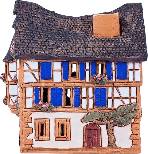 Miniatura 5 de Réplica de casa en miniatura de cerámica de la casa original Kaysersberg, Alsacia, Francia, portavelas de luz de té, decoración del hogar, hecha a