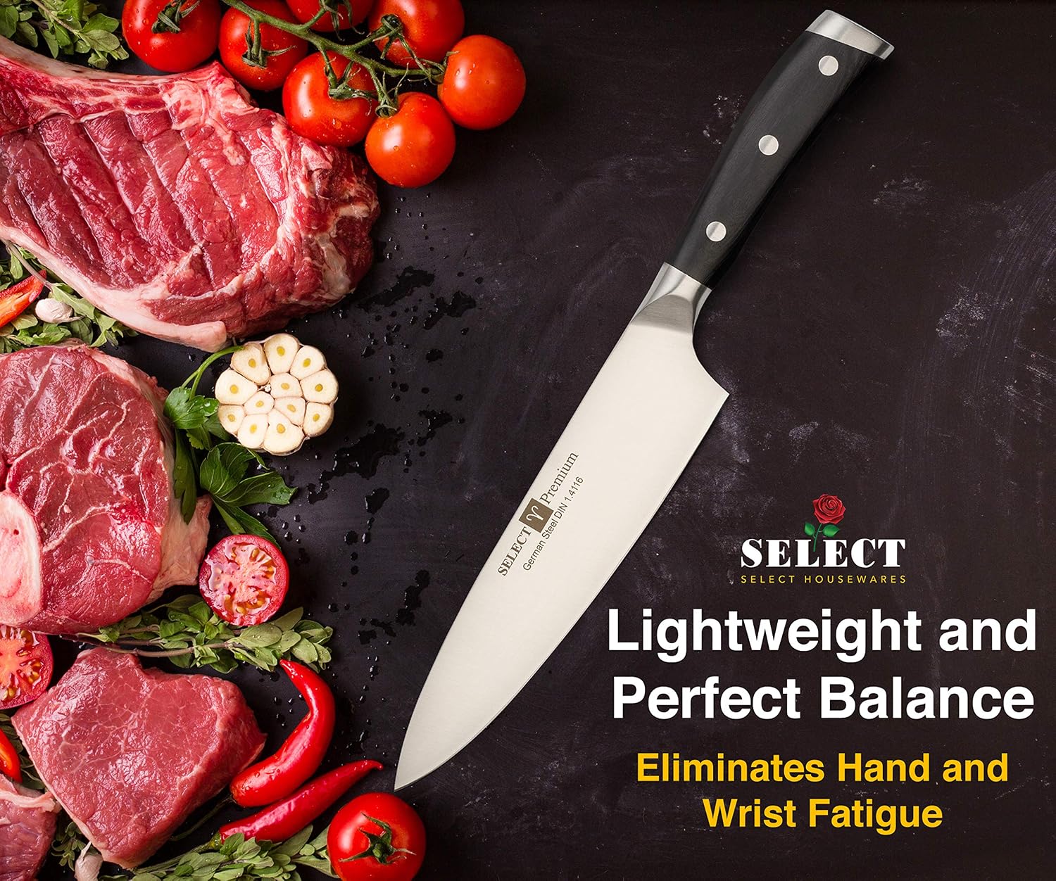 Exclusive Discount 70% Price Chef Knife by Select Housewares – 8-inch Chef Knife - Razor Sharp Stainless - Steel Kitchen Knife - Multipurpose Cooking and Utility Knife with Non-slip Ergonomic Comfort Handle Super Brands Chef Knife by Select Housewares – 8-inch Chef Knife - Razor Sharp Stainless - Steel Kitchen Knife - Multipurpose Cooking and Utility Knife with Non-slip Ergonomic Comfort Handle