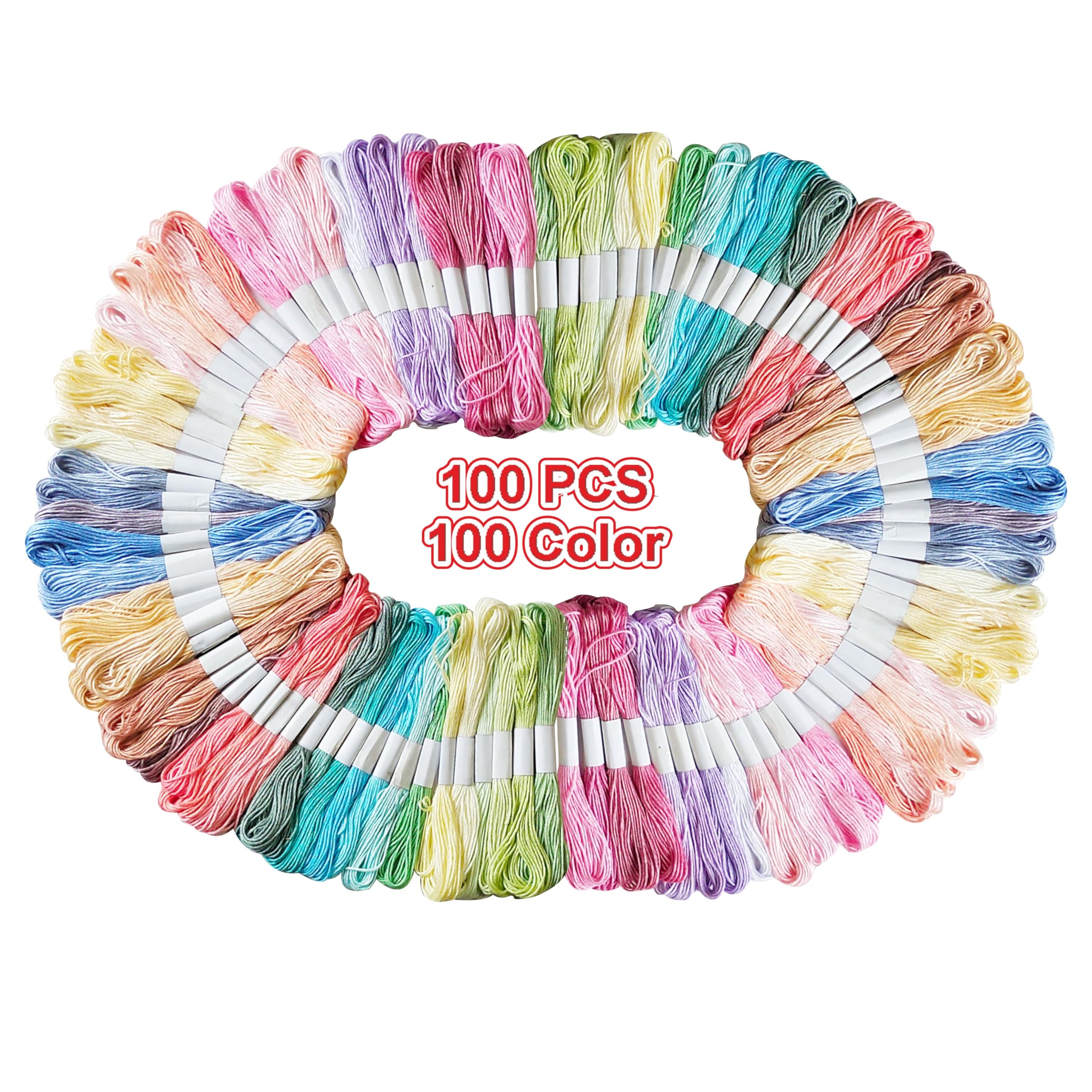 Zoohi Embroidery Thread 100 Colour 100 Pcs Pack Skeins. Can be Used in a Multitude of Craft Projects, Needle Craft, Friendship Bracelets,Cross Stitch.(Pastel Shade & Pastel Medium No Repeat 100%)-image-8