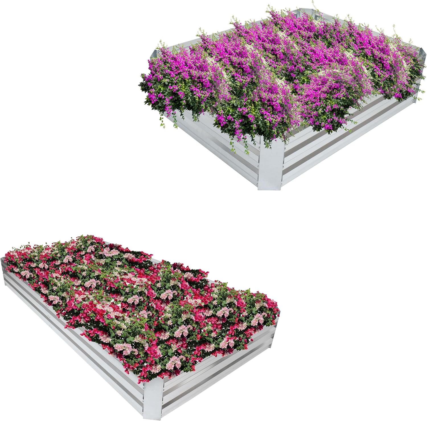 Sunnydaze Silver Galvanized Steel Raised Garden Beds - 48" x 36"and 48” x 96”