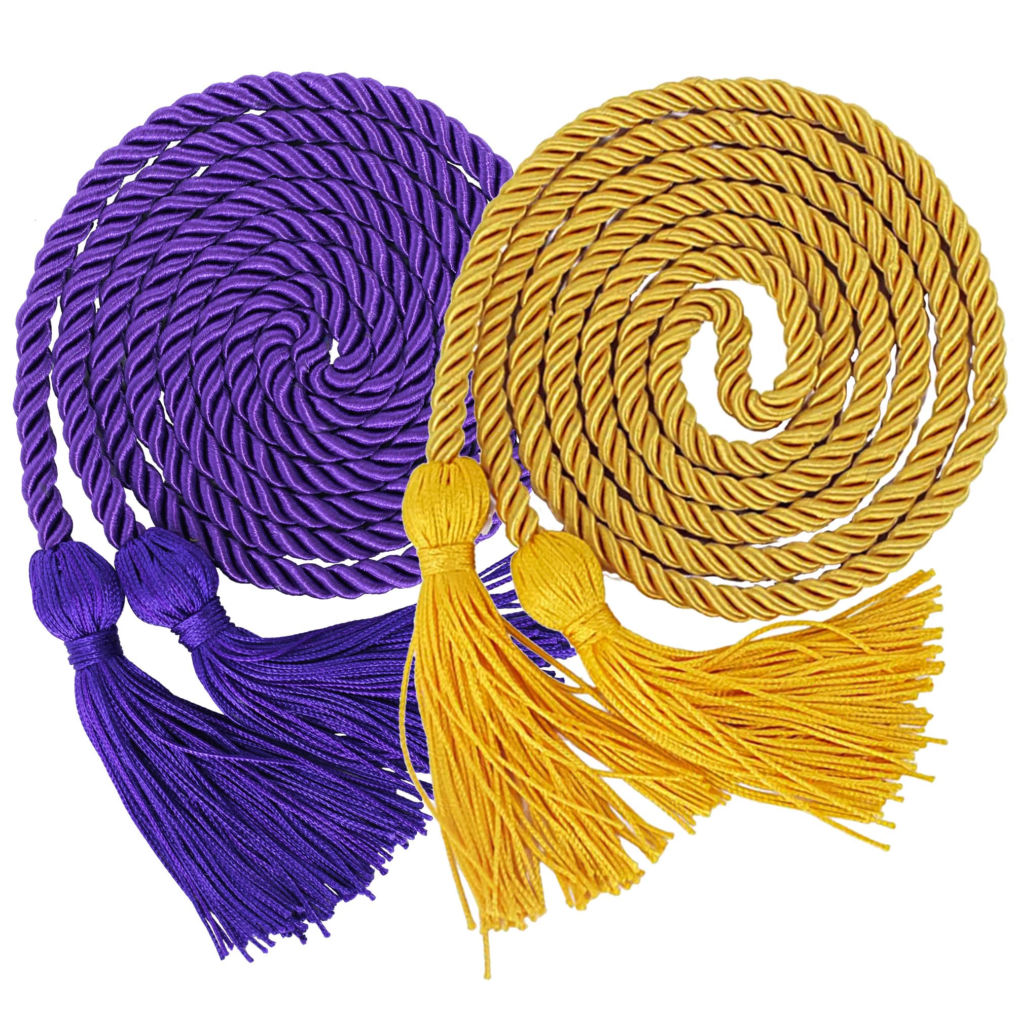 GraduationMall Double Graduation Honor Cords Purple &amp; Gold 68"